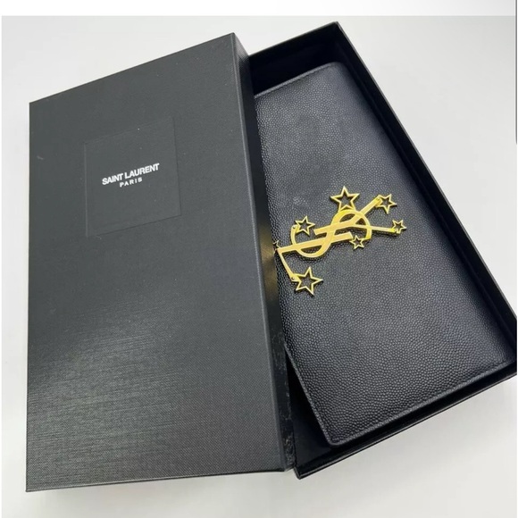 YSL Wallet YVES SAINT LAURENT Wallet Logo Christmas Star Long Wallet 💝 - Picture 2 of 12
